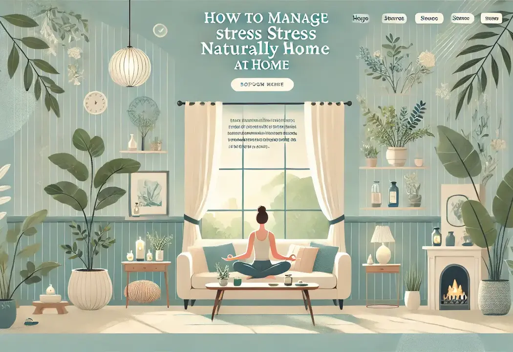 DALL·E 2025-01-27 15.21.06 - A calming and inviting website banner for a blog post titled 'How to Manage Stress Naturally at Home